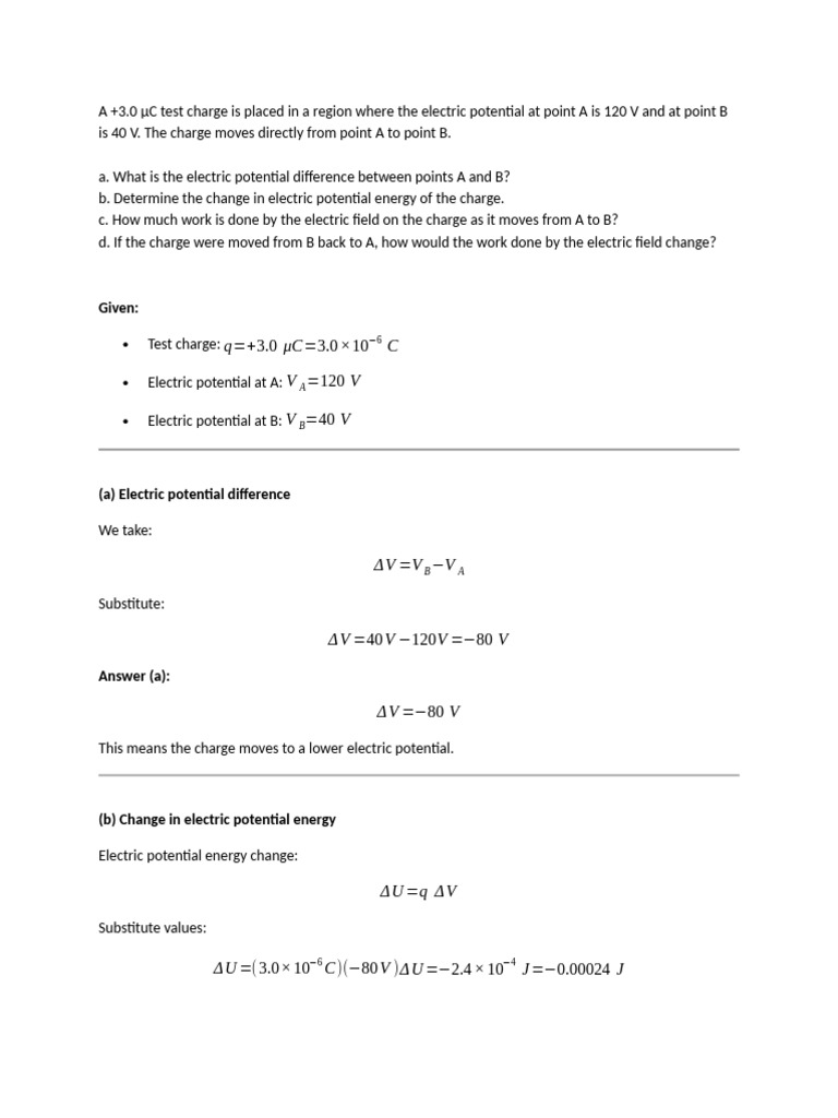 Physics | PDF | Potential Energy | Electric Field
