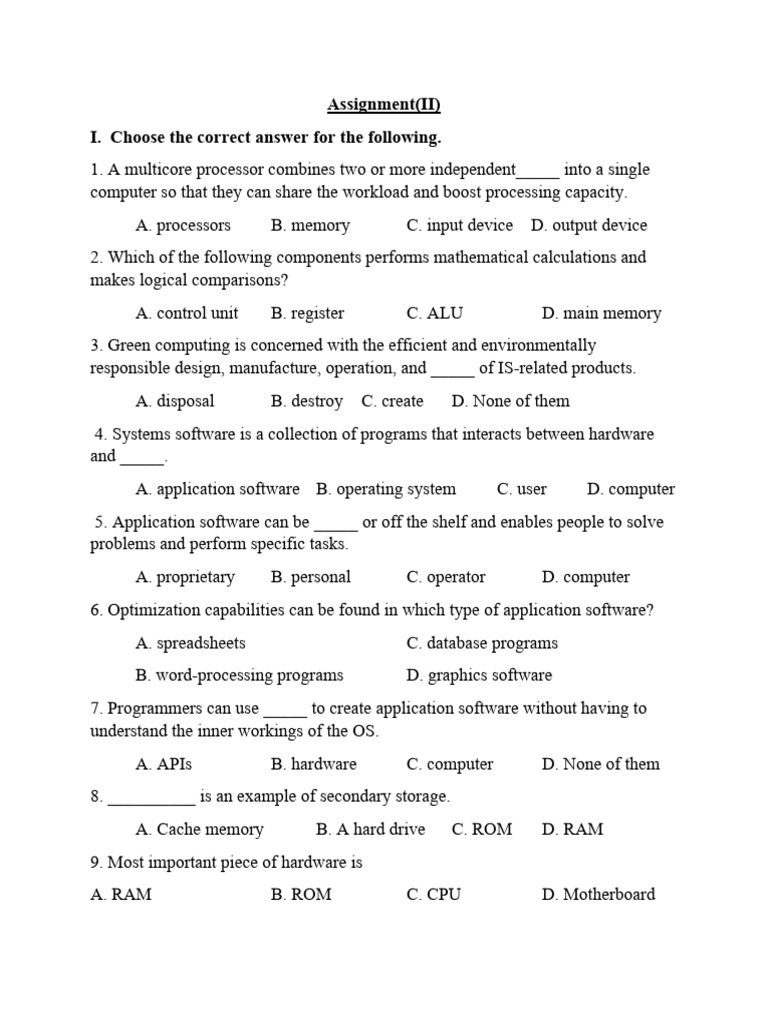 Assignment II | PDF | Operating System | Computer Data Storage