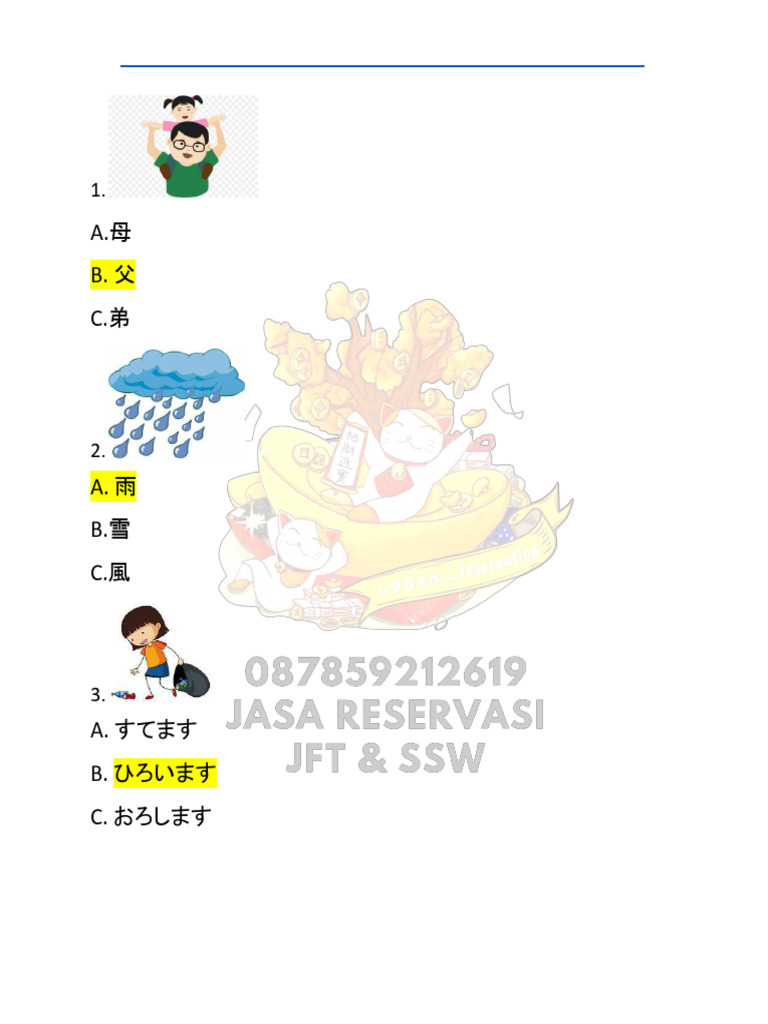 Soal JFT Chichi 2 | PDF