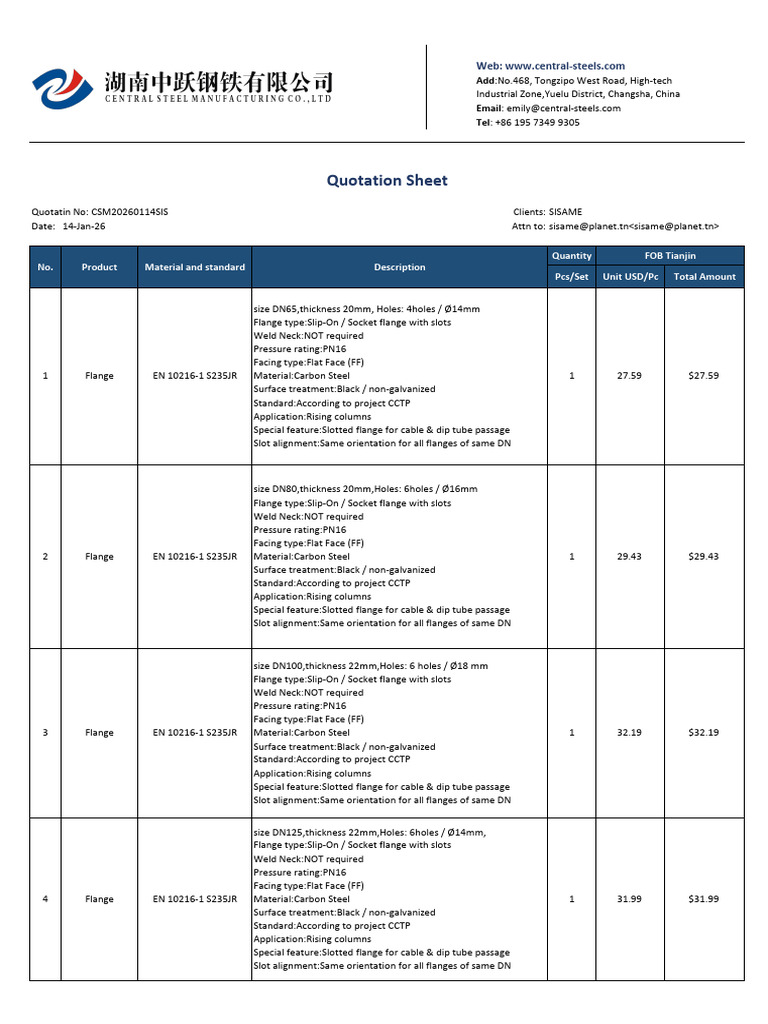 Quatation Fittings 20260114SIS | PDF | Industrial Processes ...