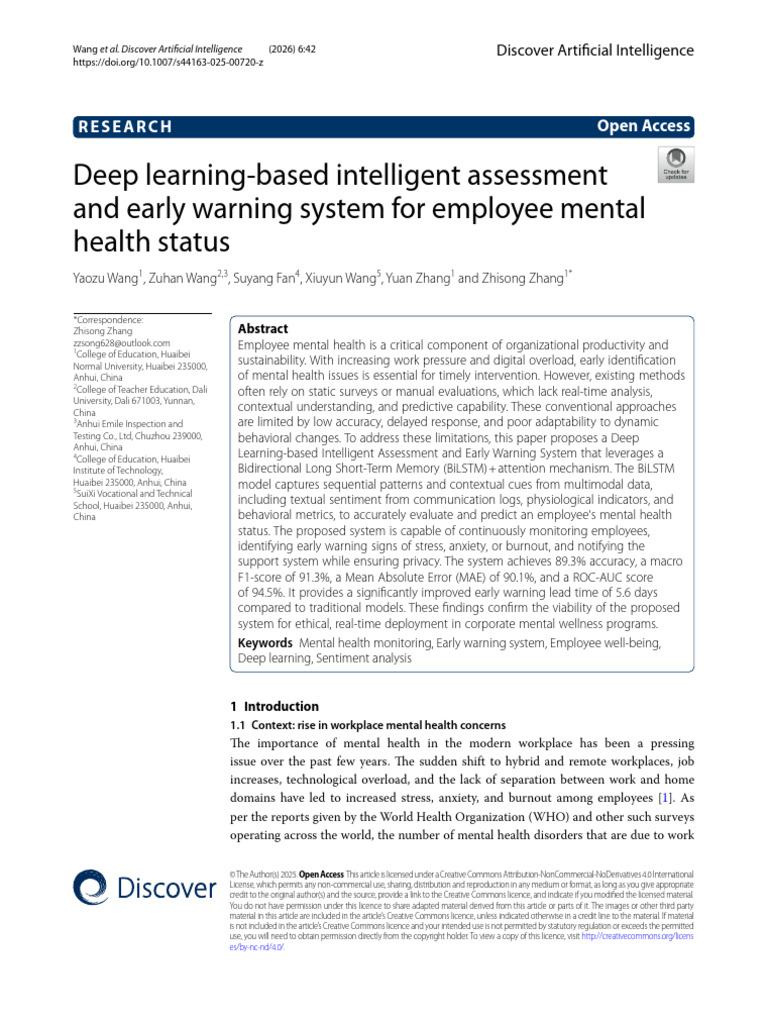 Deep Learning-Based Intelligent Assessment and Early Warning System For ...