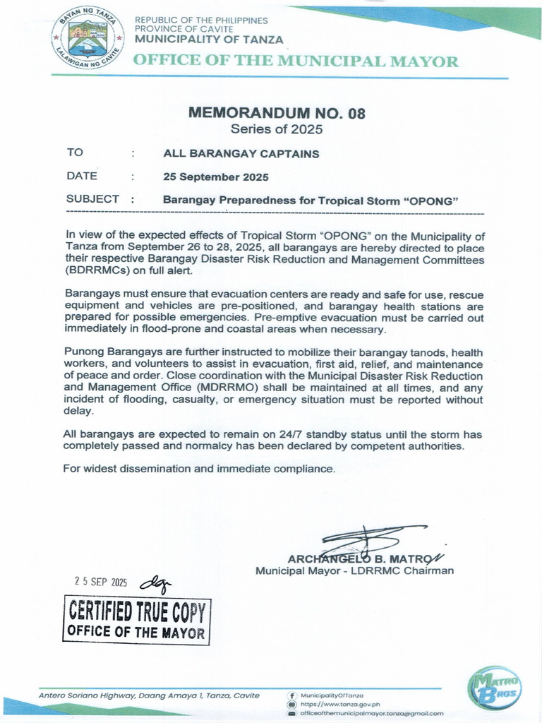 Municipal Memorandum No.. 08 Series of 2025 | PDF