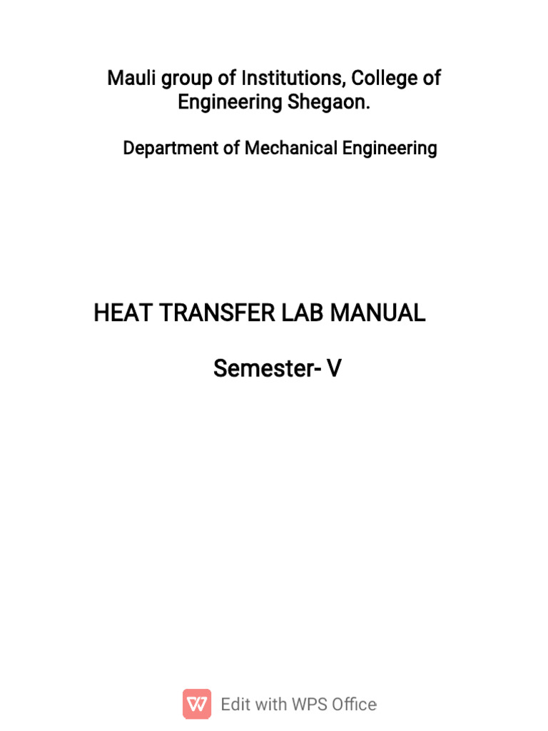 HT Lab Manual | PDF | Solid | Metals