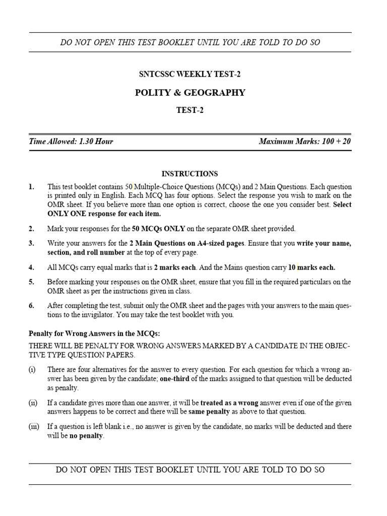 Weekly Test-2 (Polity & Geo) | PDF | Atmosphere Of Earth | Earth