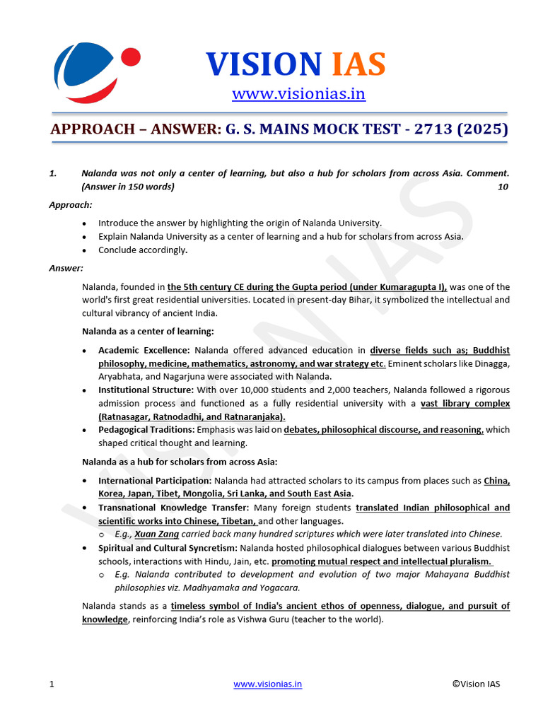 VISION IAS Mains 2025 Test 23 With Solution | PDF | Tsunami | Earthquakes