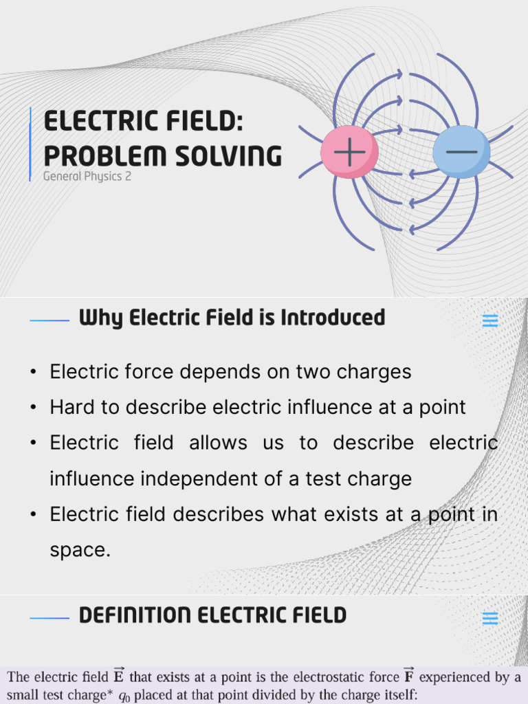 Lesson 6 ELECTRIC FIELD Problem Solving | PDF