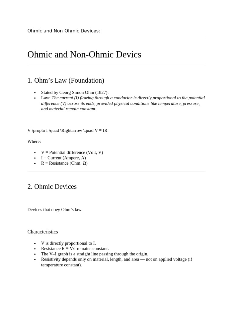 Ohmic and Non-Ohmic Devices | PDF | Resistor | Diode