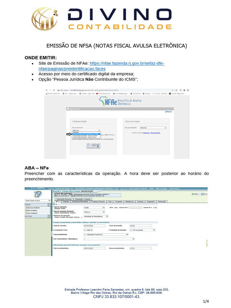 2026 - Manual de Emissão de NFAe - Remessa de Bem para Locação | PDF