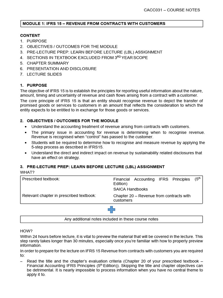 Cacc031 Ifrs 15 - Course Notes (2025) | PDF | International Financial ...