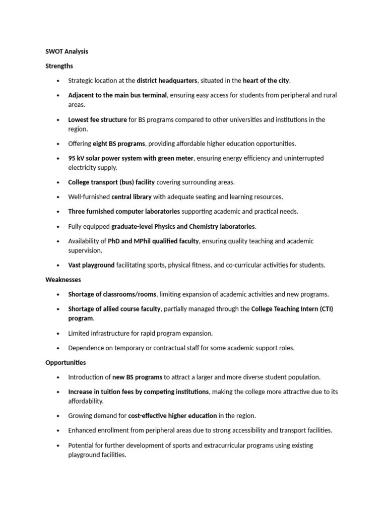 SWOT Analysis | PDF