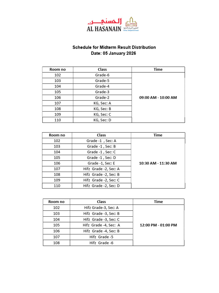 Schedule Midterm Result 2025 2026 | PDF