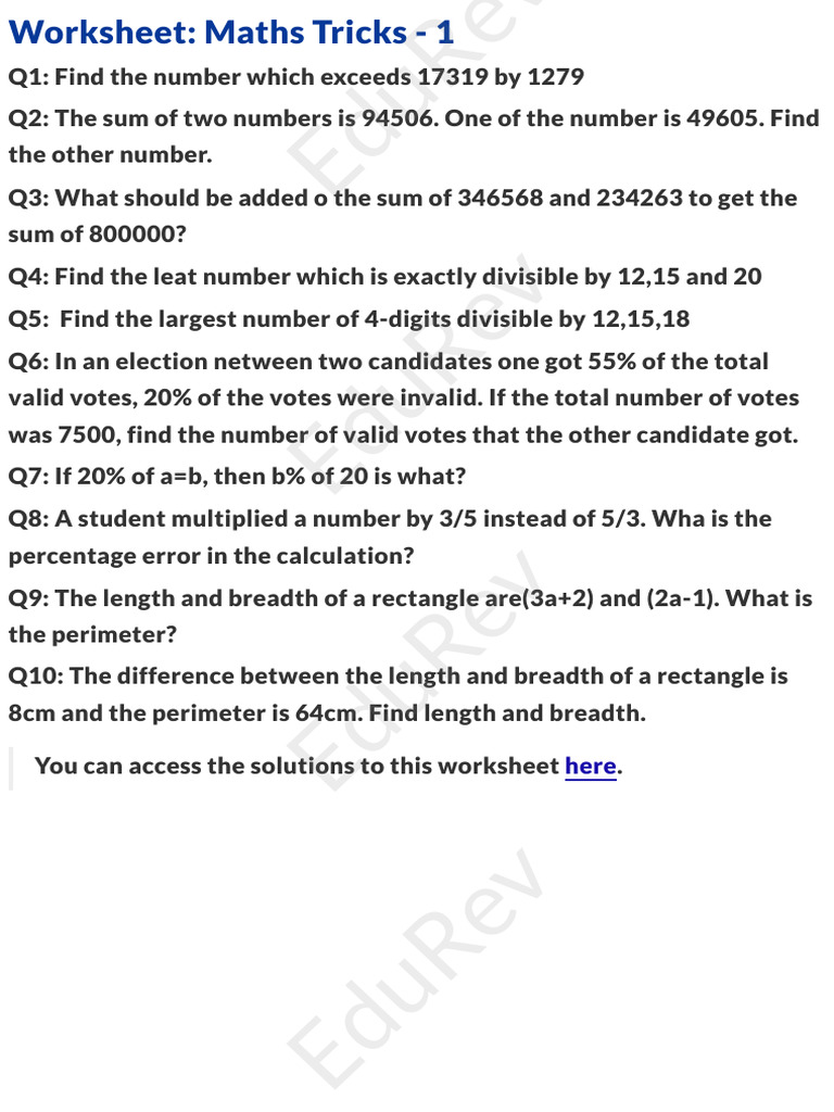 Math Tricks | PDF