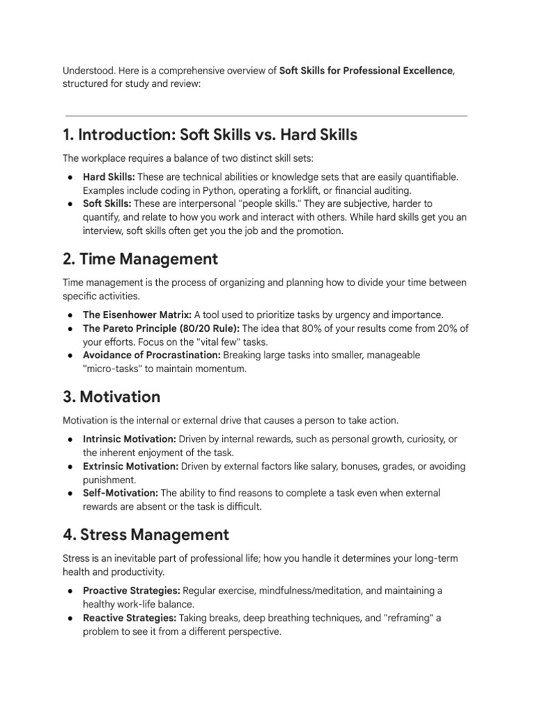 Soft Skills For Professional Excellence | PDF | Empathy | Motivational