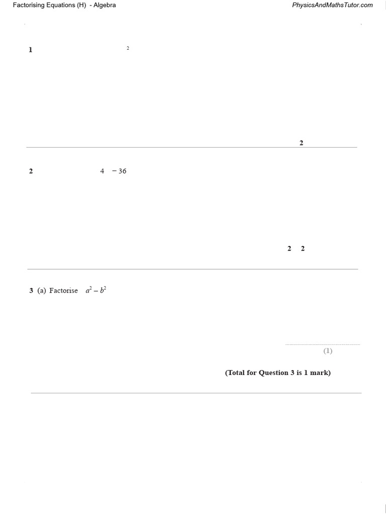Factorising Equations (H) QP | PDF