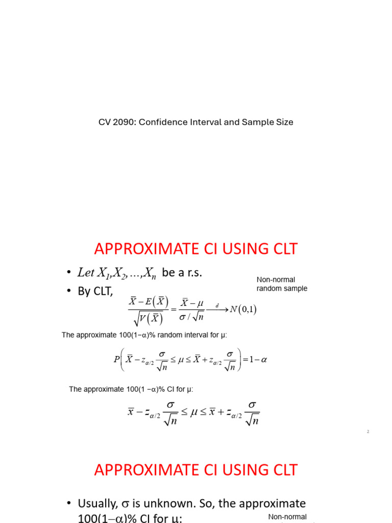cv2090 L17 Confidenceinterval | PDF | Confidence Interval | Standard ...