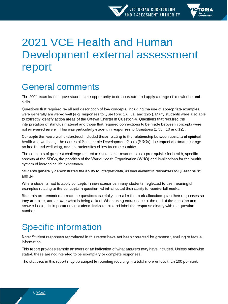 2021HHD VCAA Examiner Report | PDF | Healthy Diet | Hypertension