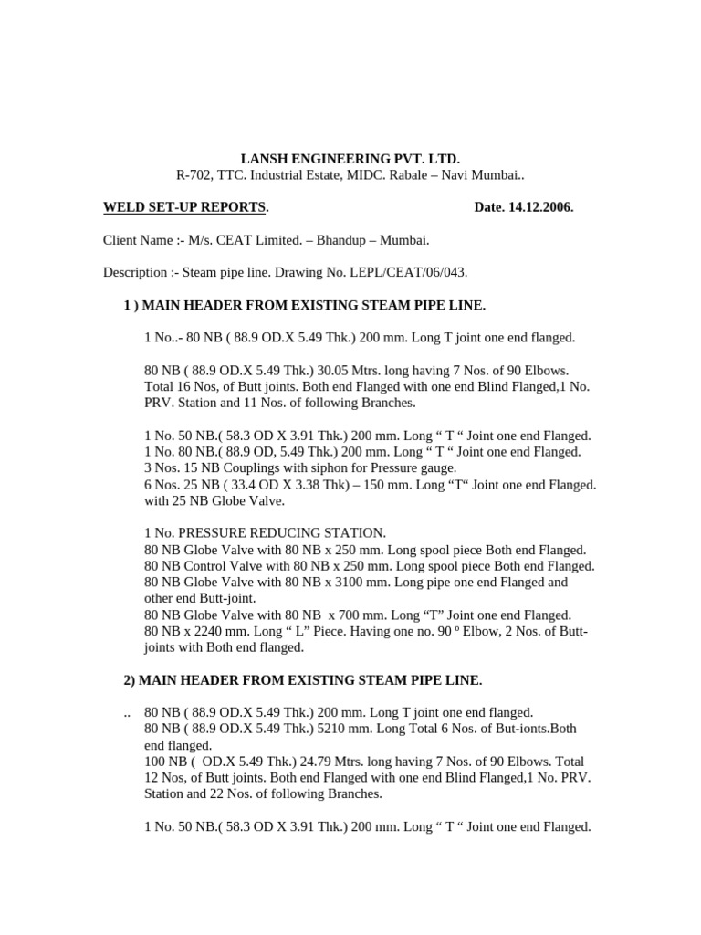 Lansh Engineering Pvt. LTD | PDF | Pipe (Fluid Conveyance) | Boiler