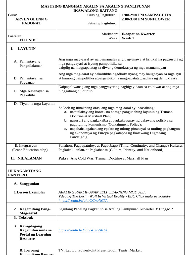DL Par Ven Final Lesson Plan | PDF
