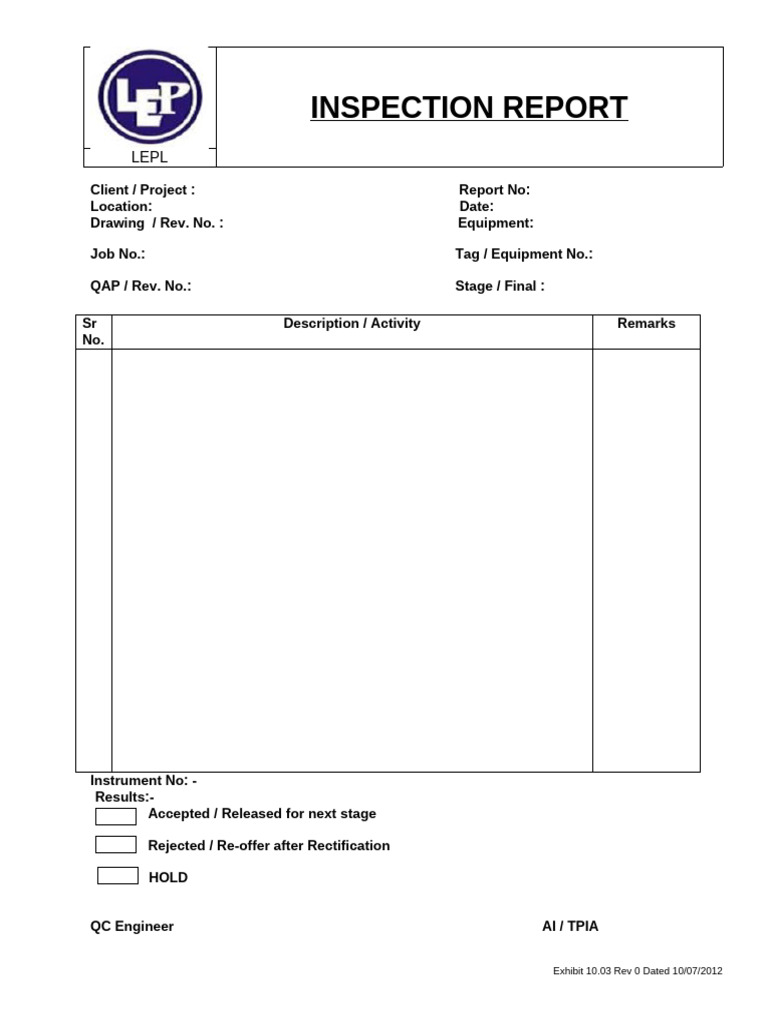 10.03 Inspection Report | PDF