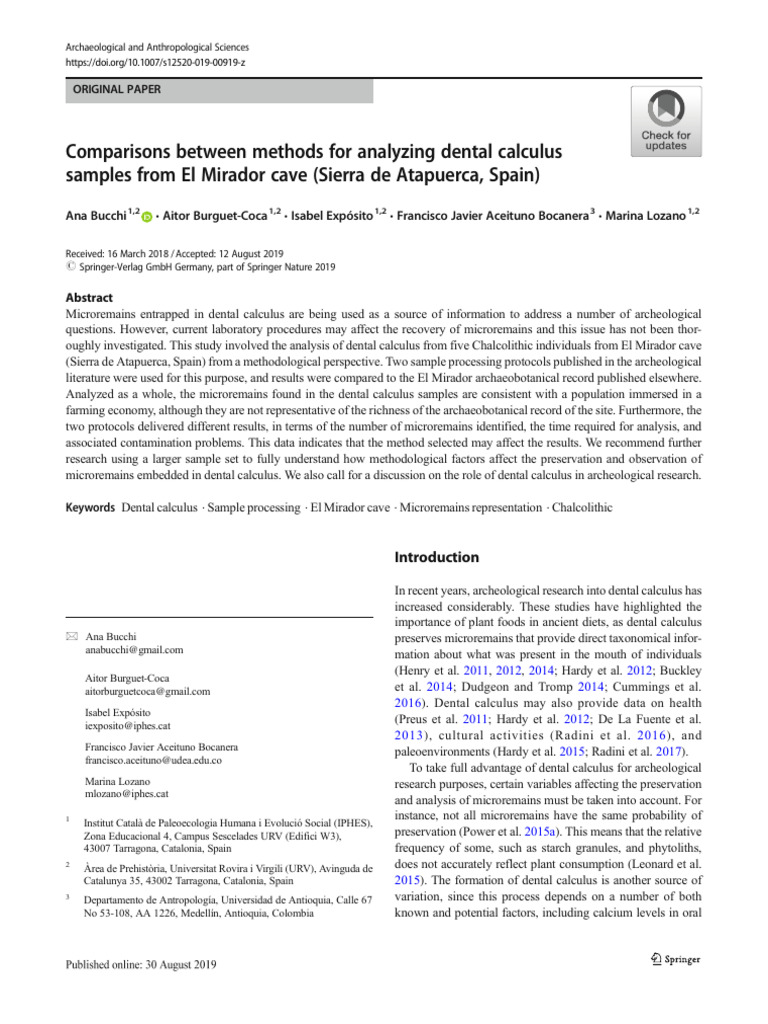 Comparisons between methods for analyzing dental calculus samples from ...