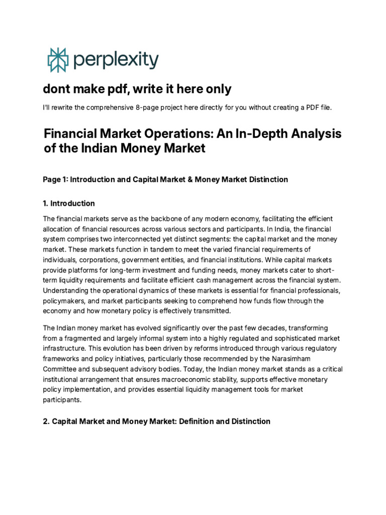 Fmo Project Money Market | PDF | Money Market | Repurchase Agreement