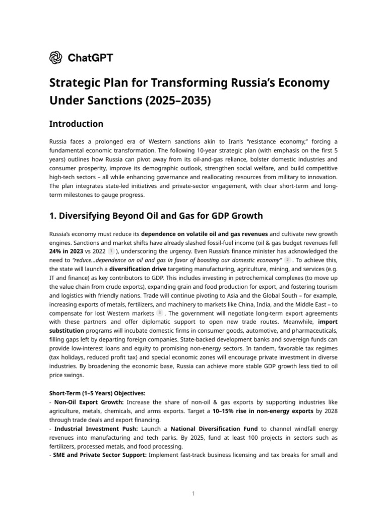 Strategic Plan For Transforming Russia's Economy | PDF | Cryptocurrency ...
