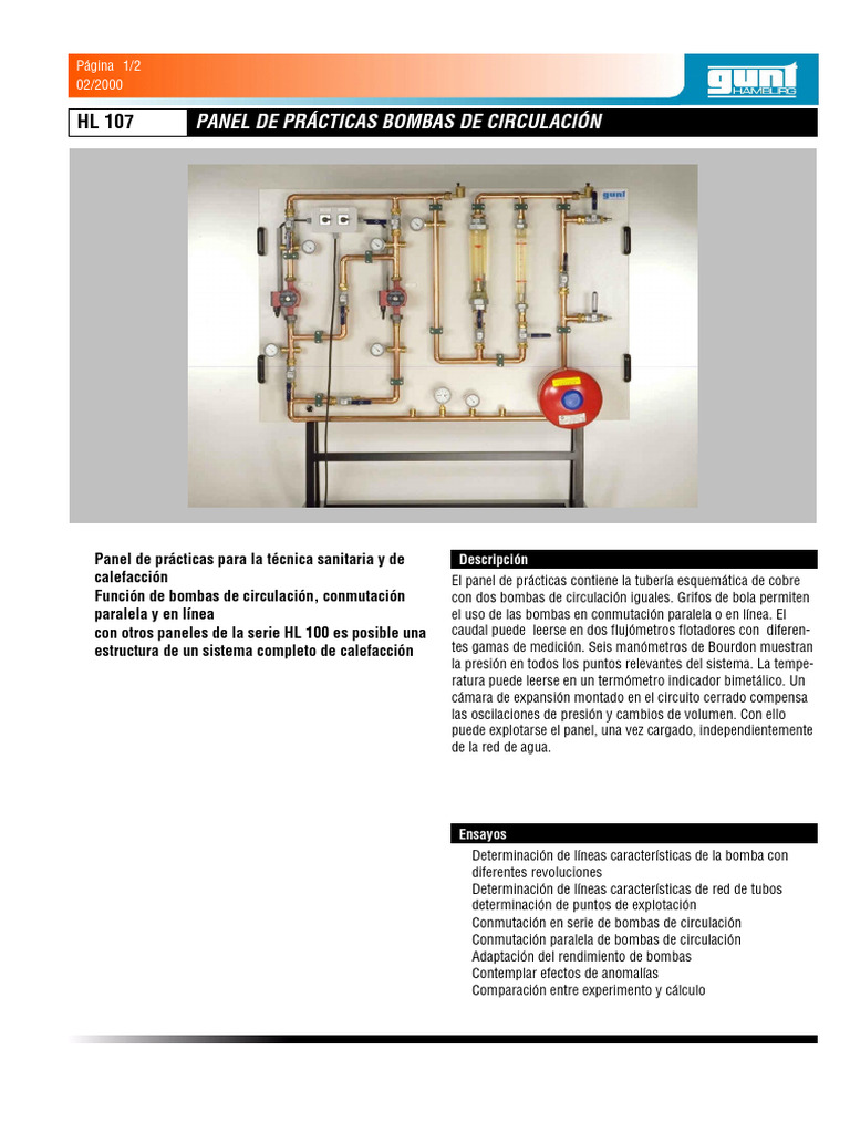 Panel de Prácticas Bombas de Circulación | PDF | Ingeniería mecánica