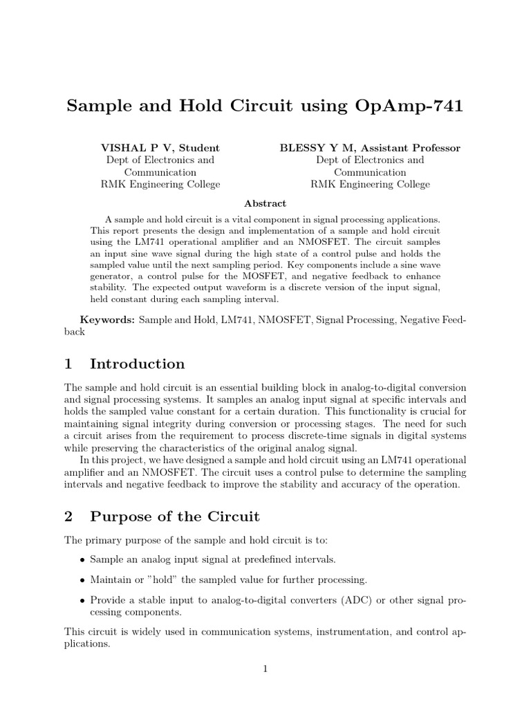 Abstract SampleAndHoldCircuit | PDF | Mosfet | Amplifier