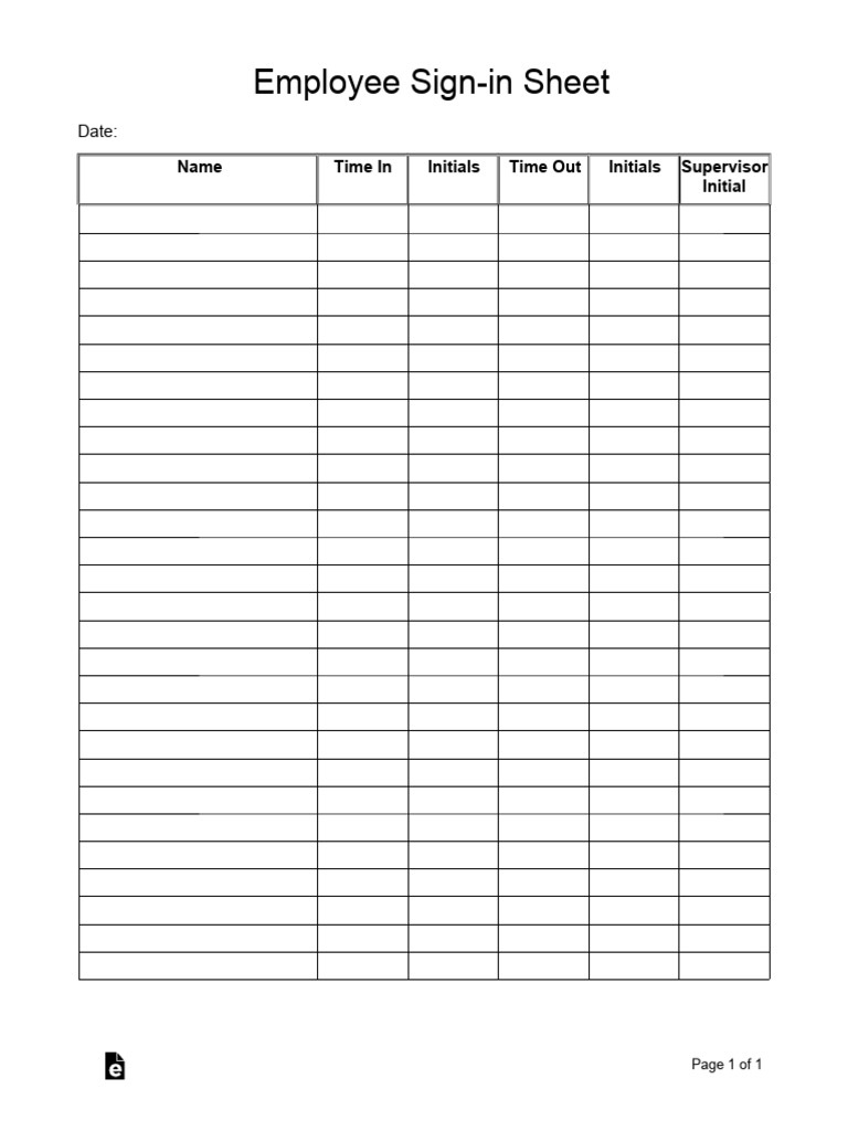 Employee Sign in Sheet 2.1 | PDF