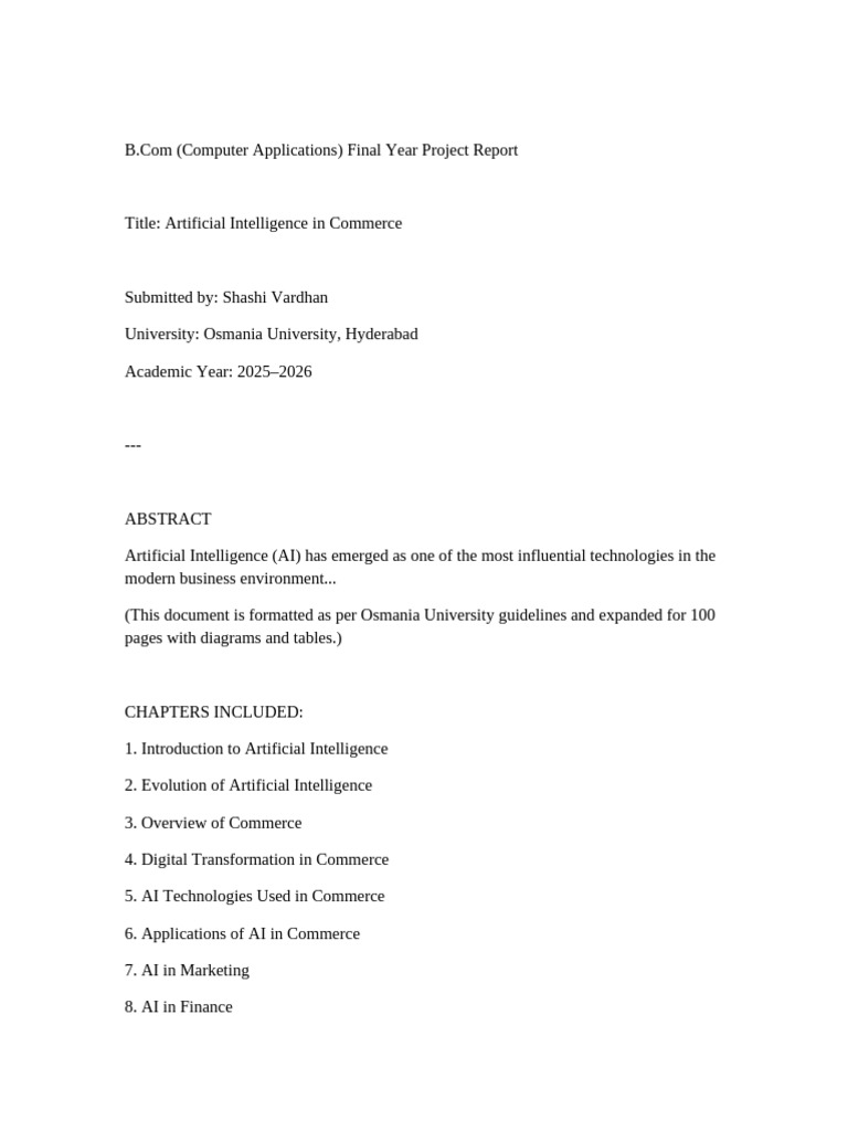 AI in Commerce BCom Project OU | PDF