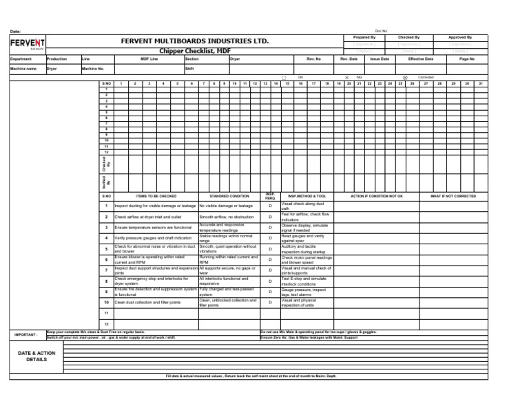 Dryer Checklist New, MDF | PDF | Duct (Flow) | Mechanical Engineering