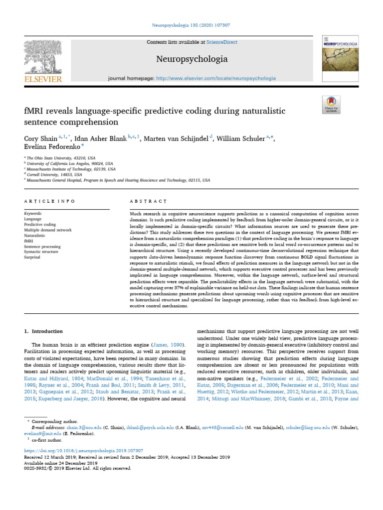 fMRI reveals language-specific predictive coding during naturalistic ...