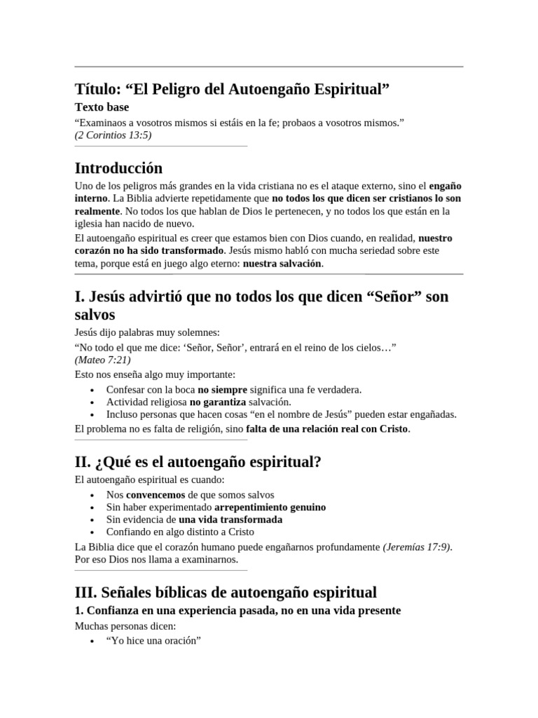 El Autoengaño | PDF | Salvación | Cristo (título)