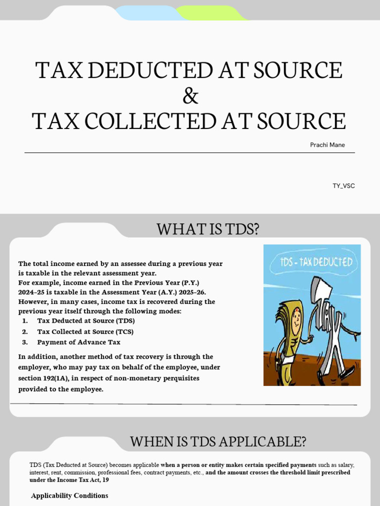 Tax Deducted at Source & Tax Collected at Source: Prachi Mane | PDF ...