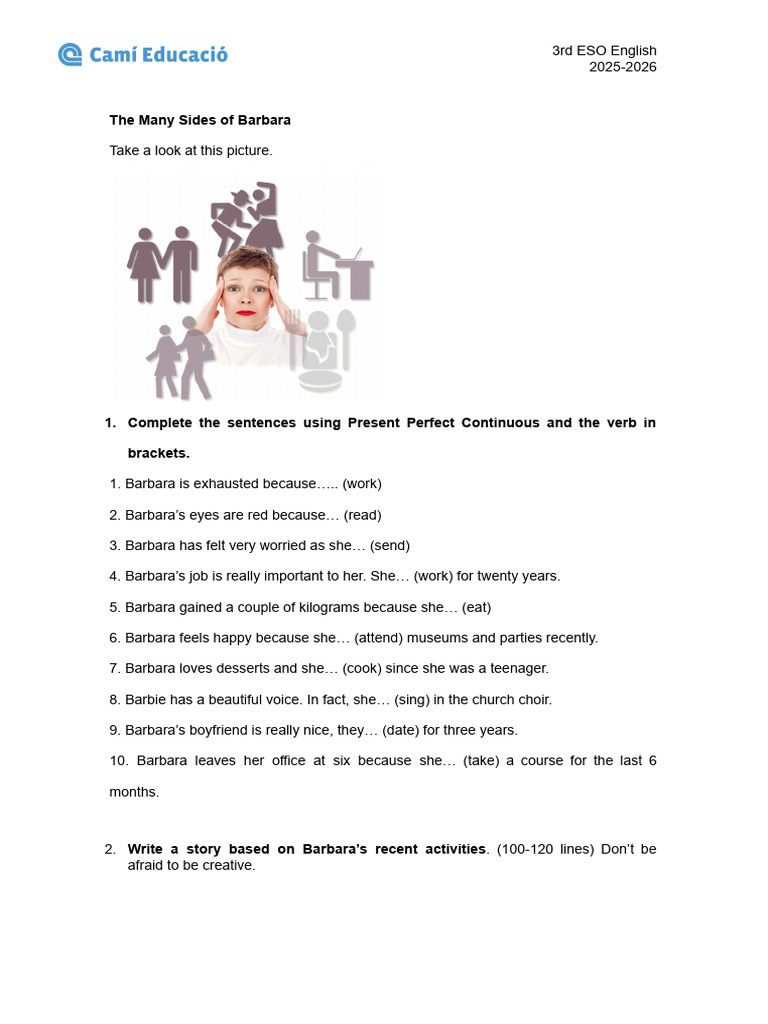 The Many Sides of Barbara-Present Perfect Continuous | PDF