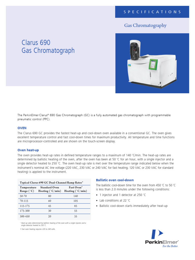 Clarus 690 GC Specification Sheet | PDF | Gas Chromatography ...