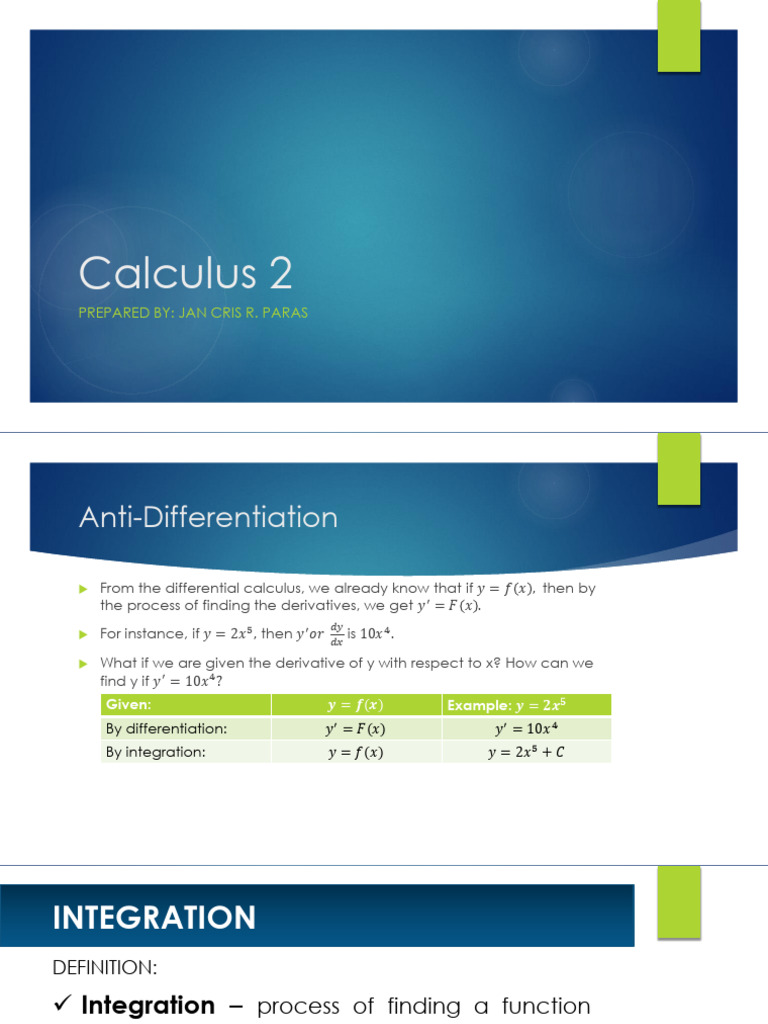 Calculus 2 Basic Integration | PDF | Integral | Derivative
