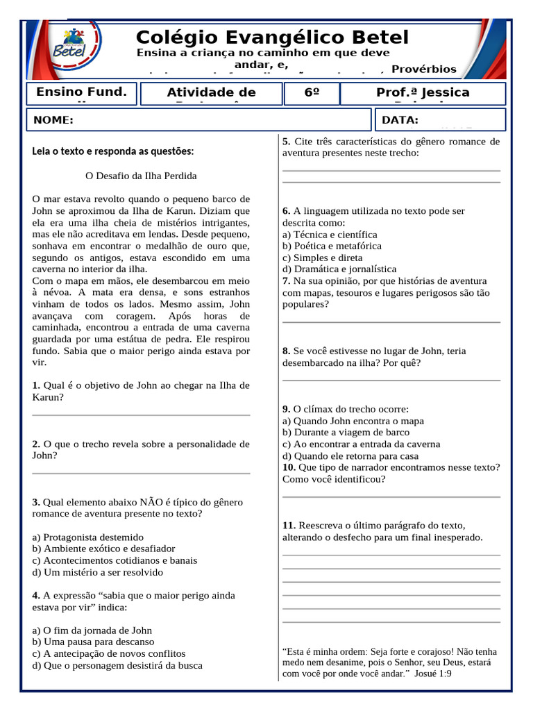 Atividade 6 Ano - Português | PDF