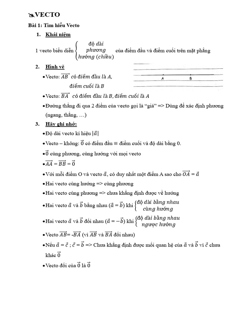 Lý Thuyết Vecto - Toán 10 | PDF