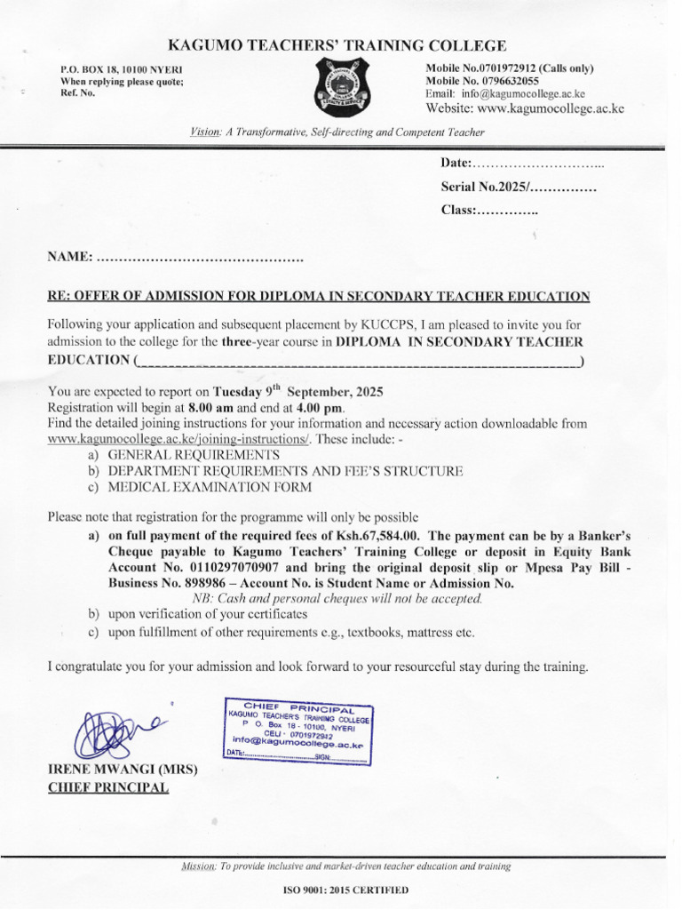 Admission Letter | PDF