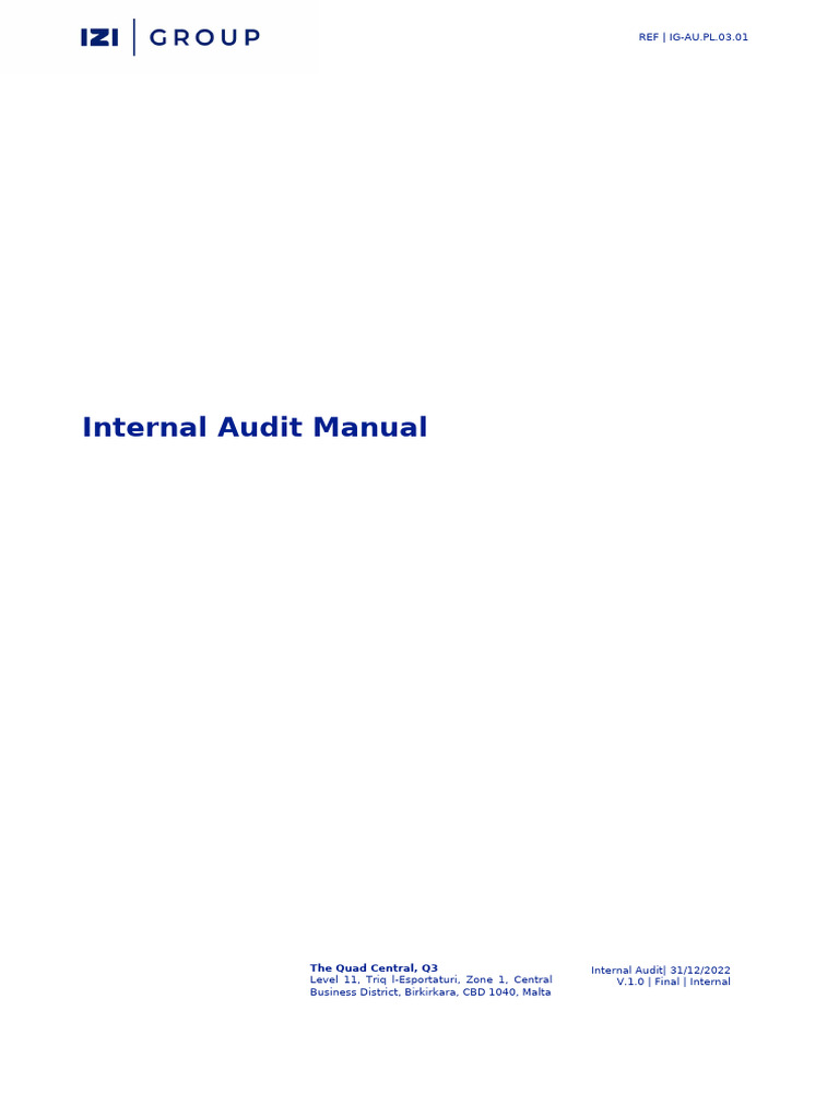 IG - is.PL.03.02 Internal Audit Manual | PDF | Internal Audit | Audit