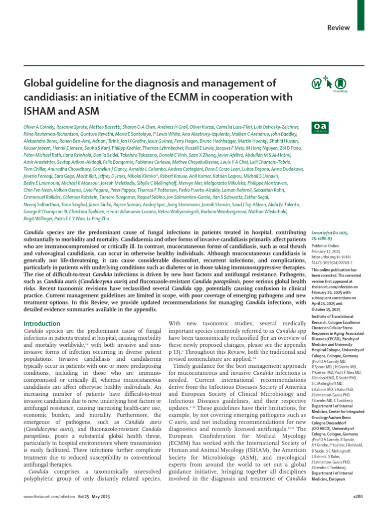 ECMM 2025 Guideline | PDF | Candidiasis | Infection