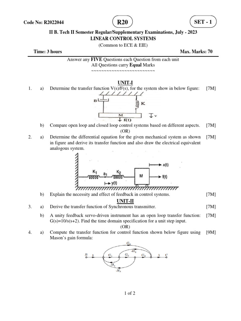 Linear Control Systems July 2023 | PDF | Stability Theory | Control Theory