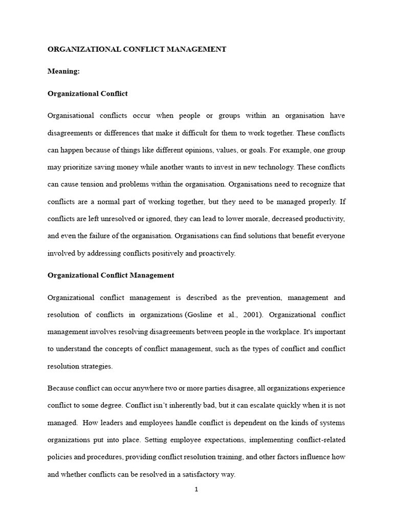 Organizational Conflict Management | PDF | Negotiation | Conflict ...