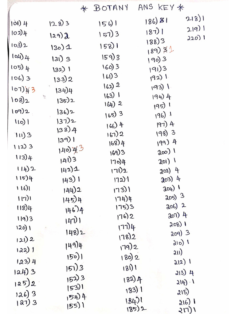 Botany Answer Key-1 | PDF