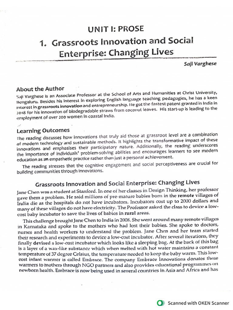 1.1 Grassroots Innovation and Social Enterprise | PDF