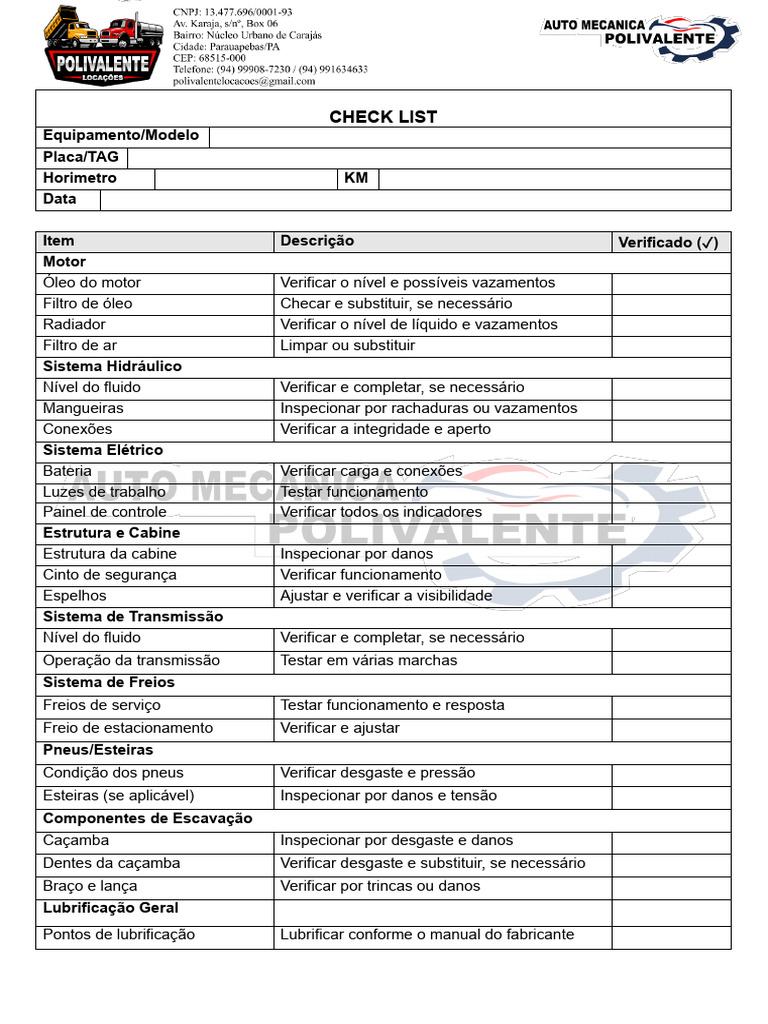 Modelo Check List | PDF