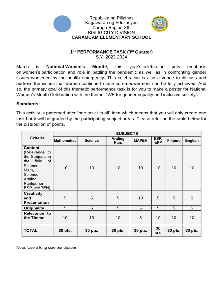 1st Performance Task | PDF