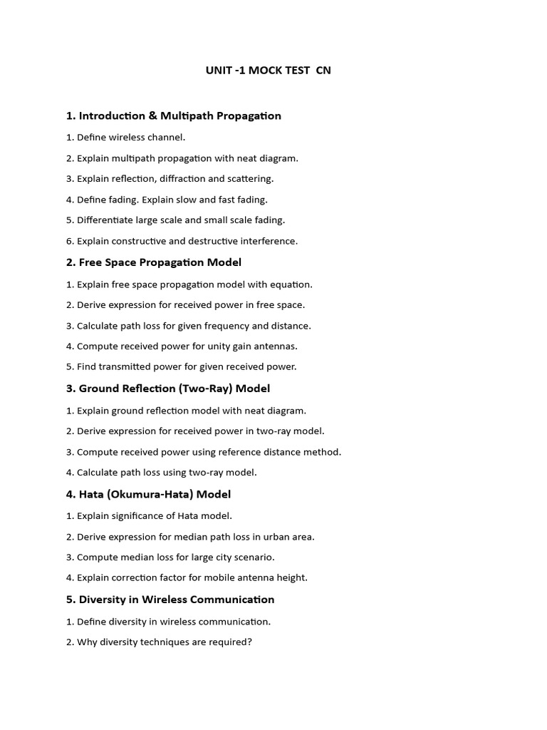 Unit-1 Mock Test CN | PDF