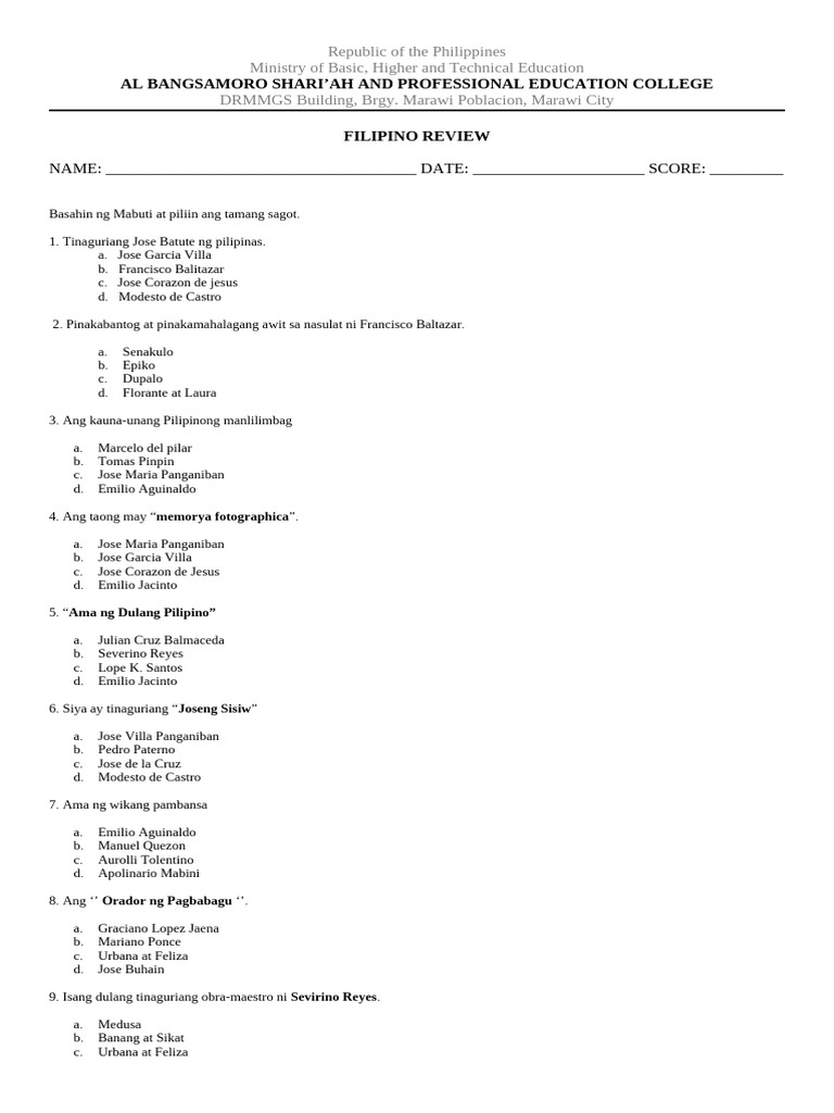 Review Fil 3 | PDF